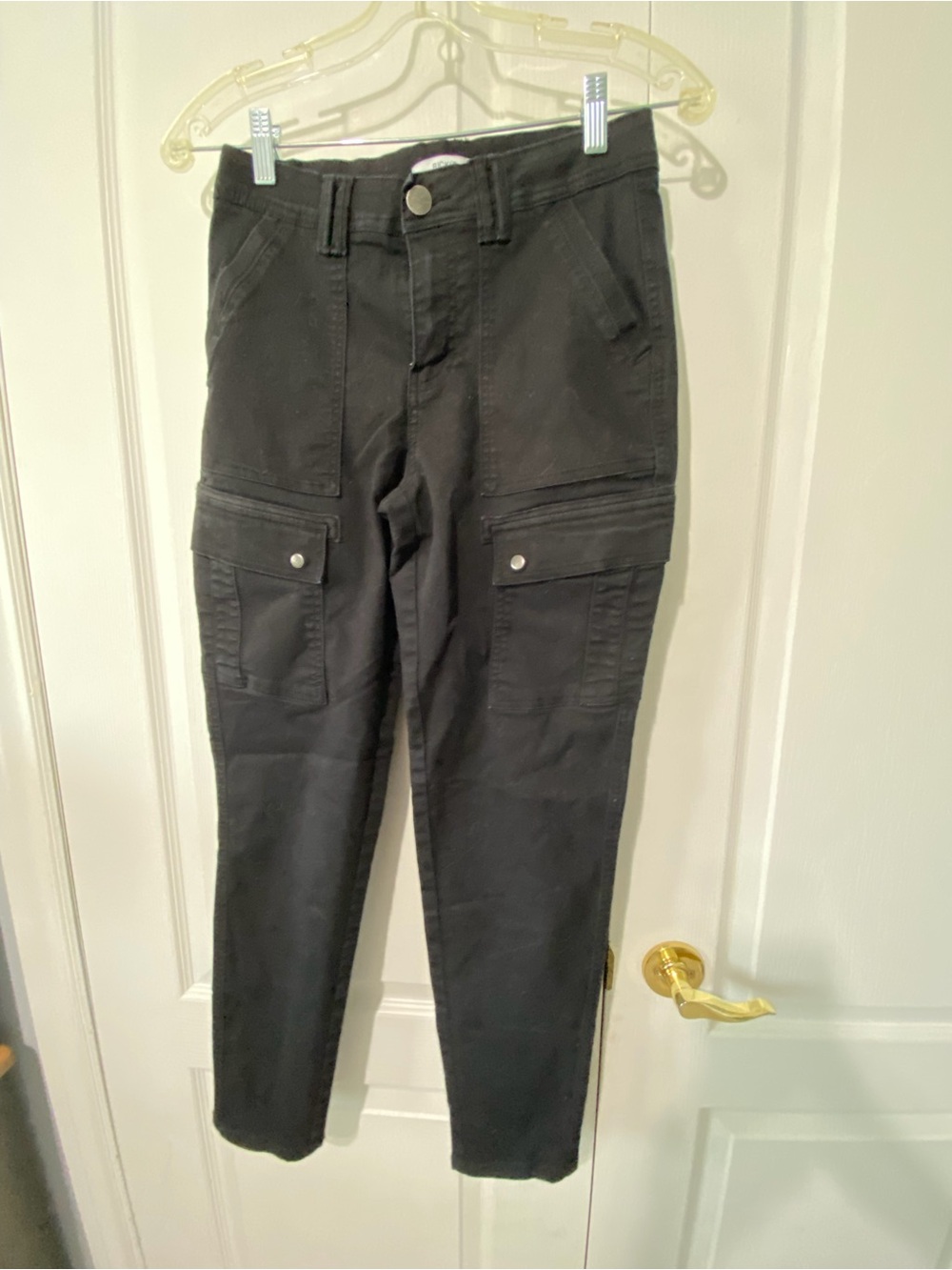 Black Cargo Pocket Skinny Pants